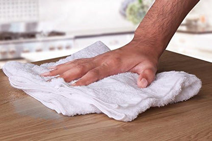 Utopia Towels Kitchen Bar Mops, Pack of 12, 16 by 19 Inches, 100% Cotton Super Absorbent White Towels, Multi-Purpose Cleaning Towels for Home and Kitchen Bars
