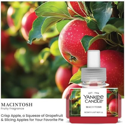 Yankee Candle ScentPlug Refill for Plug in Air Fresheners, Scented Oil Refills, Long Lasting Home Fragrance, Macintosh (Pack of 6)