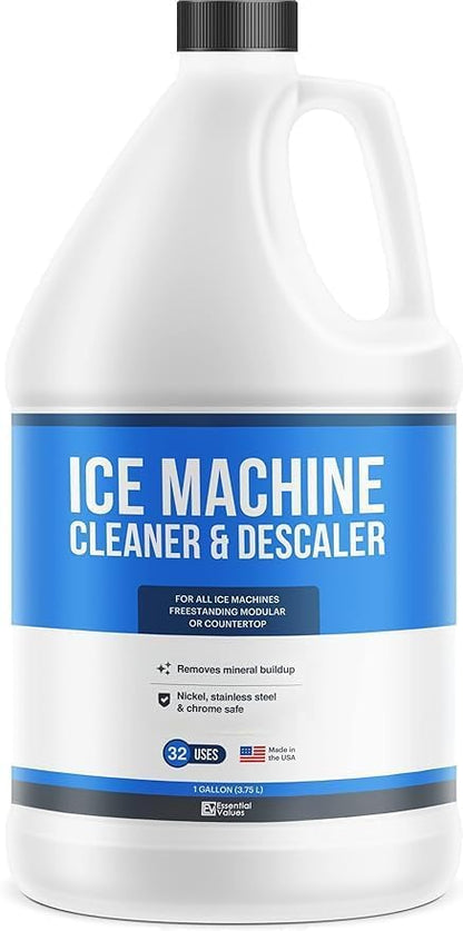Essential Values 32 uses Ice Machine Cleaner (Gallon / 3.78), Descaler | Ice Maker Cleaner Compatible with: Whirlpool 4396808, Manitowac, Ice-O-Matic, Scotsman, Follett & More!