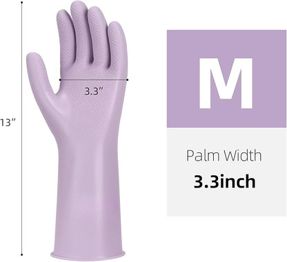 LoveBB 6 Pairs Rubber Cleaning Gloves, Reusable Dishwashing Gloves Non-Slip Kitchen Gloves for Washing Dishes & Household Cleaning- Pink Blue Purple (Medium)