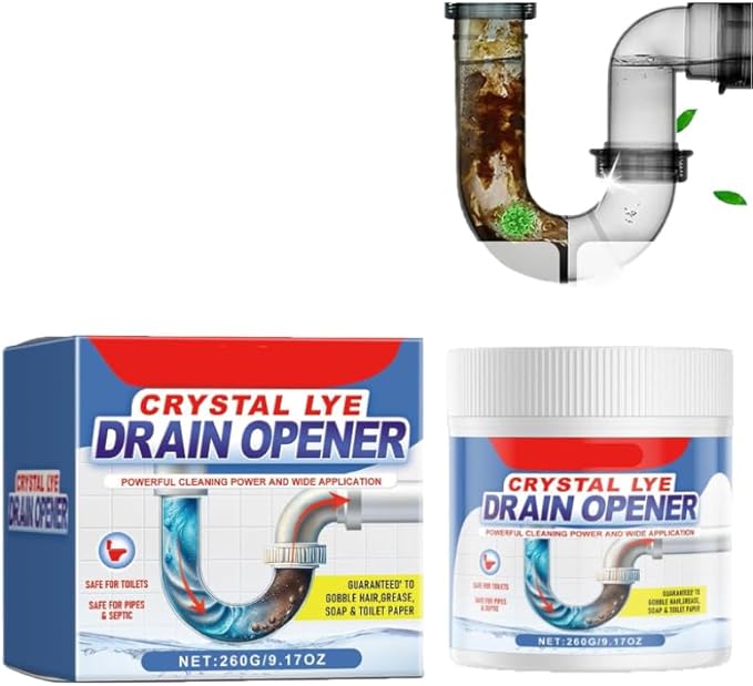 Crystal Lye Drain Opener,Powerful Pipe Dredging Agent, Sink & Drain Cleaner Powder, Toilet Cleaner Foam PowderAll-Purpose Drain Unblocker for Kitchen Bathroom Toilet Shower