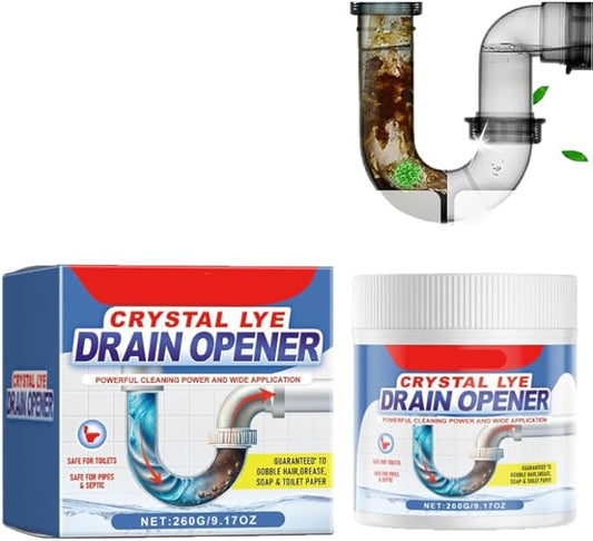 Crystal Lye Drain Opener,Powerful Pipe Dredging Agent, Sink & Drain Cleaner Powder, Toilet Cleaner Foam PowderAll-Purpose Drain Unblocker for Kitchen Bathroom Toilet Shower