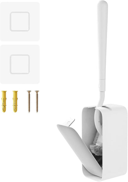 Toilet Cleaner Brush, Diveotree Toilet Brush and Holder for Dead Corner Cleaning, Wall Mounted Toilet Bowl Brush for Bathroom Decor, Toilet Scrubber Brush for Home/Hotel (White, 1pack)
