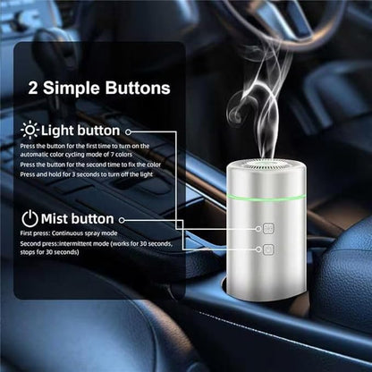 SEEDSEEL 100ML Car Essential Oil Diffuser, Rechargeable Battery Powered, Cordless Portable Aromatherapy Humidifier with 7 LED Color Lights 2 Timer Modes for Car Room Home Office (Silver)