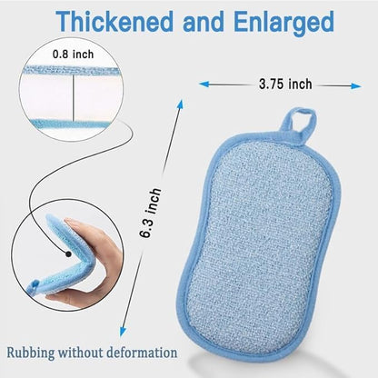 Dish Sponge Kitchen Sponges,Scrub Sponges,Double Sided Cleaning,Non Scratch,Ultra fine Fiber Wiping+Stainless Steel Wire to Remove Stubborn Stains,Durable Thickening (Large 6-Pack)