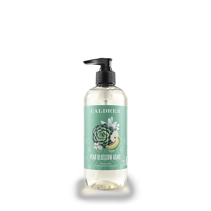 Caldrea Hand Wash Soap, Aloe Vera Gel, Olive Oil and Essential Oils to Cleanse and Condition, Pear Blossom Agave Scent, 10.8 oz (Packaging May Vary)
