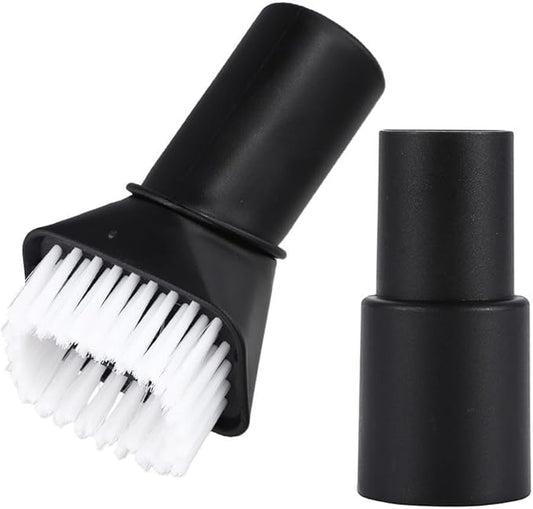 Round Vacuum Brush Set,Vacuum Dust Brush for Karcher WD2 WD3 WD4 WD5 Models, Dual Bristle Suction Brushes for Upholstery Carpet Dashboard Interior Cleaning with 32-35mm Adapter