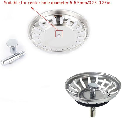 4 Set Kitchen Sink Strainer Central Pin Replacement M8 5/16'' Drain Basket Center Round Post Cover Handle Pull Rod Plug with Ball Lock Repair Parts Univers for for Standard Drains