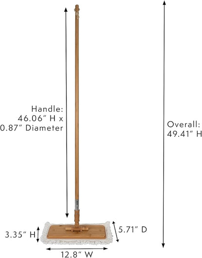 Harper Live.Love.Clean. Bamboo 2-in-1 Smooth Surface Wet/Dry Dust Mop with (2) Washable Pads for Cleaning Dust, Pet Hair & Fine Dry Dirt