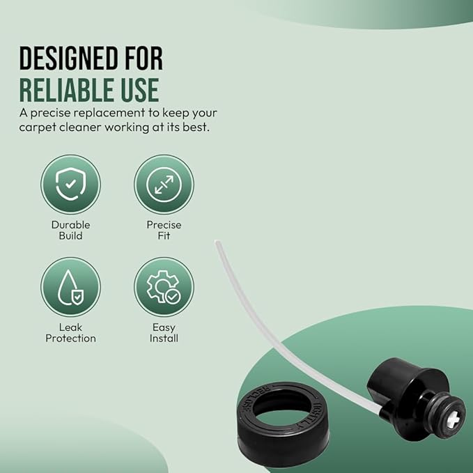 Replacement Cap & Straw Assembly for Bissell Little Green Machine Carpet Cleaners - Models 1400B, 1400W, 3369, 3353, 3519, - Only for Models Listed