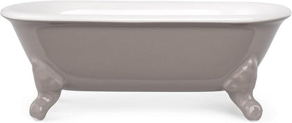 6.5" Ceramic Mini Decorative Clawfoot Bathtub Bar Soap Dish, Kitchen Sponge Holder and Shower Tray for Bathroom, 1 Pack(Taupe)