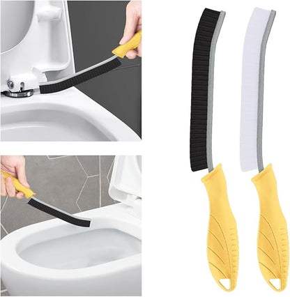 Toilet Brush, 2 Pcs Bathroom Cleaning Brush, Toilet Scrubber, Deep Toilet Bowl Brush with Hanging Hole, Multifunctional Gap Cleaning Brush, Bristles for Kitchen Sinks, Tub,Shower (2, Yellow)
