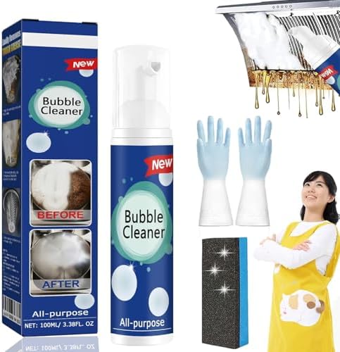 All-Purpose Rinse-Free Cleaning Spray, Upgraded Bubble Cleaner Foam Spray, Highly Effective Oil Breakdown Foaming Spray, Stain Remover for Stubborn Grease, Grime Kitchen and Other Stains (1Pc)