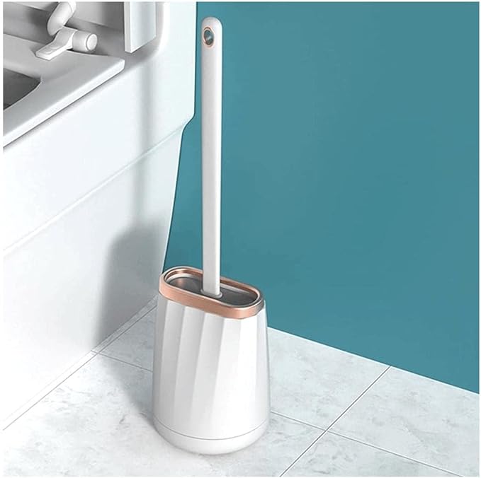 Soft Silicone Toilet Brush Compact Size Toilet Bowl Brush with Ventilated Holder Toilet Cleaner Brush for Bathroom Storage Reusable