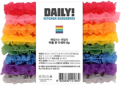 Korean Bubble Mesh Dish Scrubber, 8-Pack – Non-Scratch Kitchen Sponges, Quick-Drying Mesh Cleaning Cloths for Daily Dishwashing