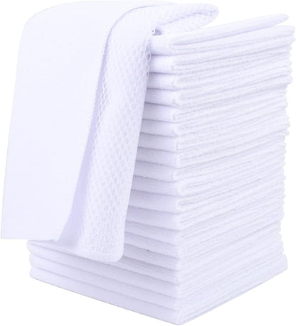 SINLAND Microfiber Dish Cloth Washing Cloths for Dishes Best Kitchen Cloths Cleaning Cloths Wash Cloth for Kitchen Poly Scour Side 12Inchx12Inch 20 Pack