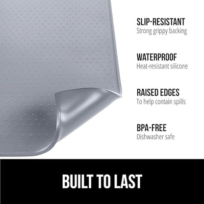 GORILLA GRIP Silicone Coffee Mat, Espresso Machine Bar Accessories, Keep Kitchen Counters Clean, Stays in Place, Waterproof and Heat Resistant Dish Drying Mats, Home Decor Essentials, 11.5x18.8, Gray