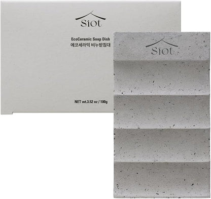 SIOT ECOCERAMIC SOAP Dish | Handmade Mineral Soap Holder | 100% Natural & Sustainable | Quick-Drying & Durable | Traditional Korean Design | Anti-Slip & Water-Resistant | 100g X 1EA