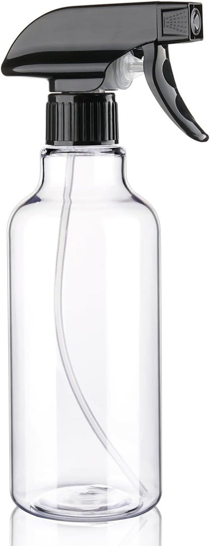 Spray Bottles Plastic Spray Bottle for Hair Mist/Stream Heavy Duty Empty Spray Bottles for Cleaning Solutions, Plants, Cooking (16.9oz-BlackClear)