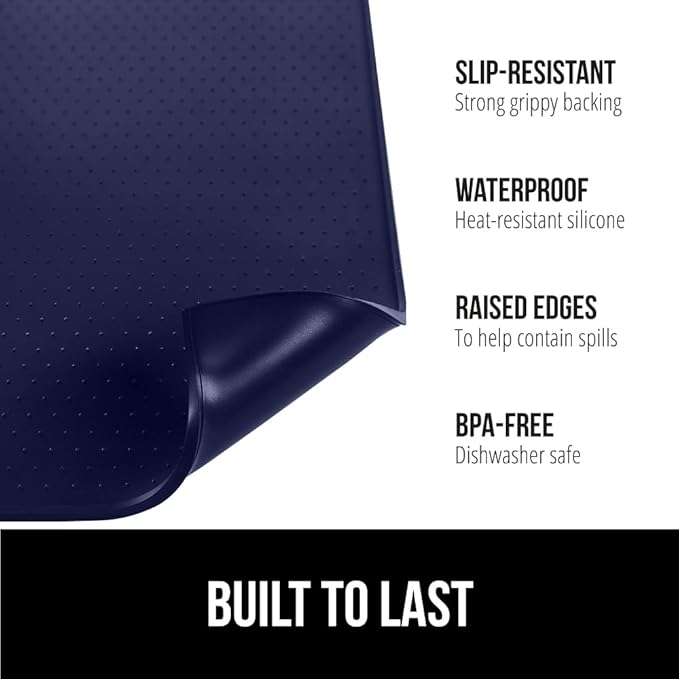 GORILLA GRIP Silicone Coffee Mat, Espresso Machine Bar Accessories, Keep Kitchen Counters Clean, Stays in Place, Waterproof and Heat Resistant Dish Drying Mats, Home Decor Essentials, 10x14, Navy