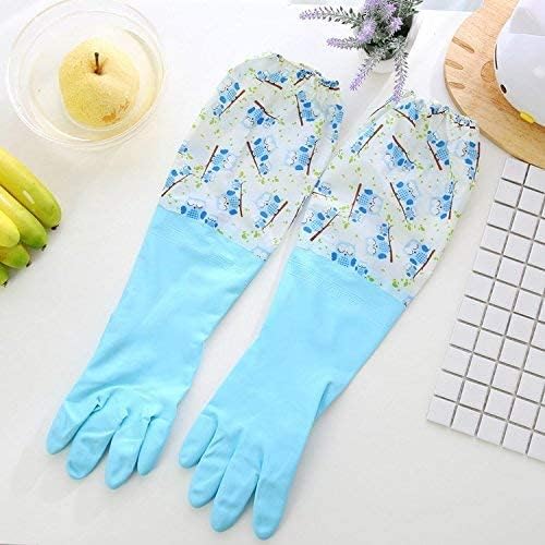 Reusable Waterproof Household Latex Gloves | Ideal for Kitchen Dishwashing, Laundry, Cleaning, Gardening, and Sanitation | 2 Pairs (Blue & Green)