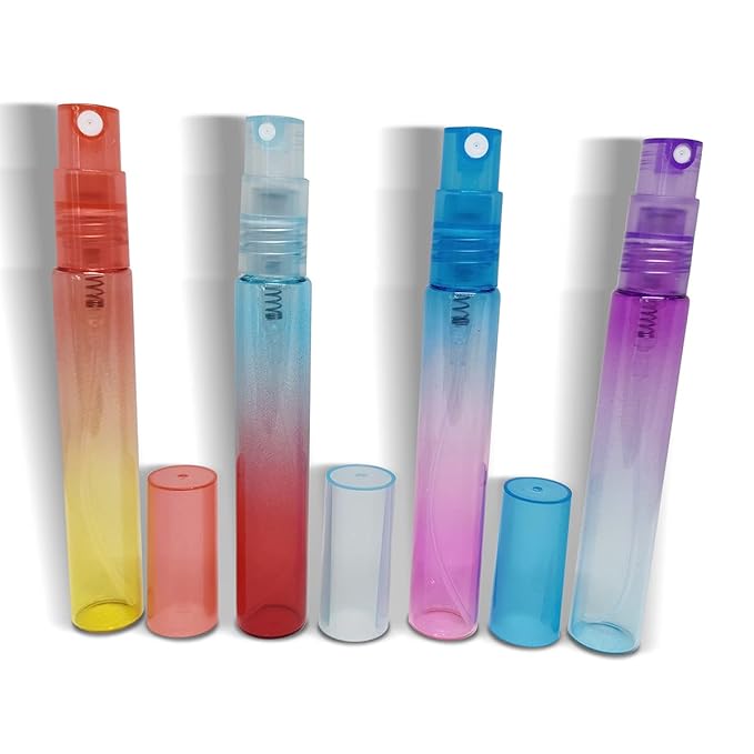 Mini Perfume Spray Bottles Colorful Glass Bottles Refillable Empty Fine Mist Sprayer Bottles Refillable Container Perfume Atomizer for Cleaning Essential Oils Liquid 6 Pieces Ombre Colors (8ml)