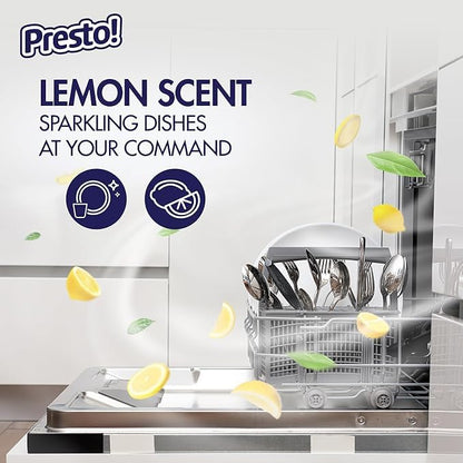Amazon Brand - Presto! Triple Action Dishwasher Pacs, Lemon Scent, 90 Count