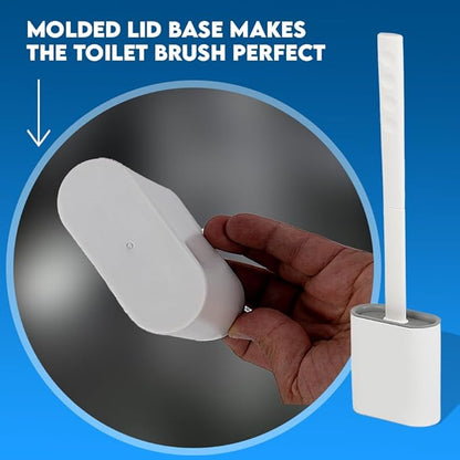 Modern Minimalist Silicone Toilet Brushes & Holders - Pack of 4 Toilet Bowl Brushes White - Self-Cleaning & Splash-Free, Easy-Rinse Design with Wall Mounted Holder Bathroom Accessory