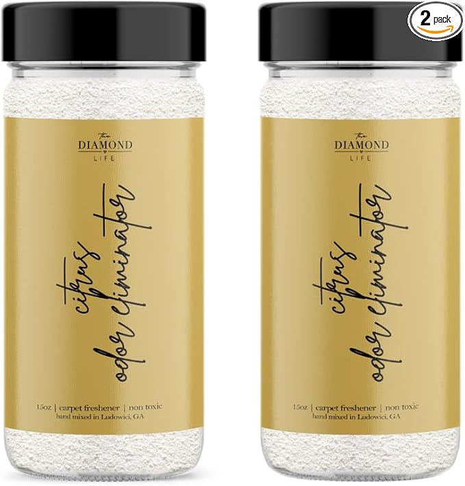 Home “Citrus” Carpet Deodorizer Powder – Natural Odor Eliminator for Carpets, Upholstery, Spring Cleaning, & Dog Beds – Pet-Friendly – Lemon & Agave(Two Pack)