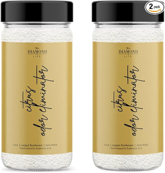 Home “Citrus” Carpet Deodorizer Powder – Natural Odor Eliminator for Carpets, Upholstery, Spring Cleaning, & Dog Beds – Pet-Friendly – Lemon & Agave(Two Pack)
