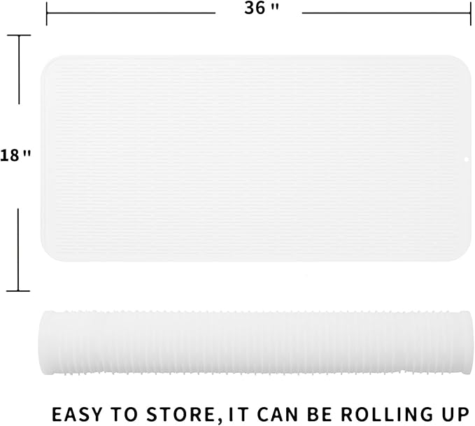 MicoYang Silicone Dish Drying Mat for Multiple Usage,Easy clean,Eco-friendly,Heat-resistant Silicone Mat for Kitchen Counter or Sink,Refrigerator or Drawer Liner White 5XL 36inches x 18inches