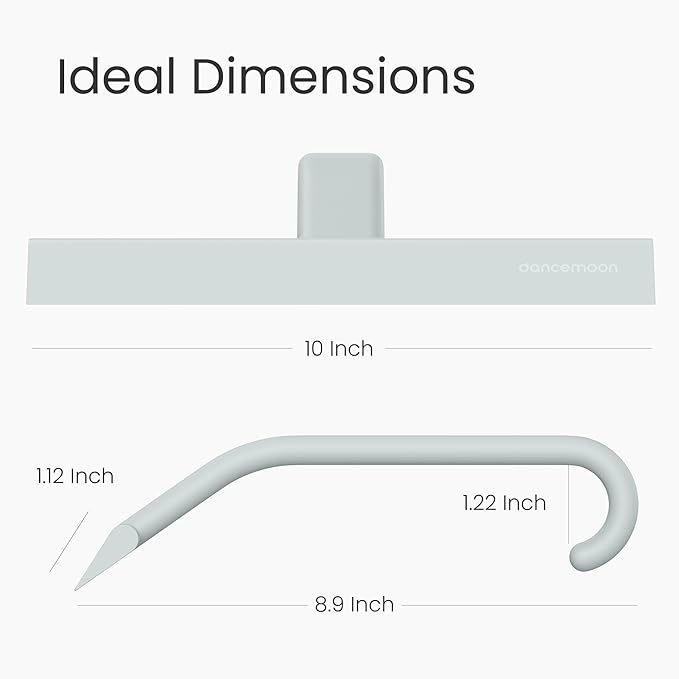 dancemoon JustHang Shower Squeegee for Glass Doors, All-in-One Award-Winning Silicone Squeegee with Built-in Hook for Bathroom, Window, Mirror, Tile Wall, Car, Streak-Free Cleaner Tool, 10-Inch Green