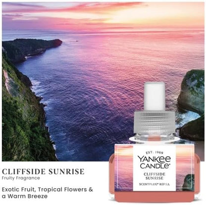Yankee Candle ScentPlug Refill, Cliffside Sunrise, Electric Air Freshener Plugin for Continuous Home Fragrance and Odor Neutralization, Exotic Fruit and Amber Scent, 0.625 Fl Oz (Pack of 2)