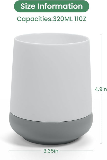 White Toothbrush Holders for bathrooms with Silicon Boot, Modern Tooth Brushing and Toothpaste Holder Cup for Bathroom Organizer (White)
