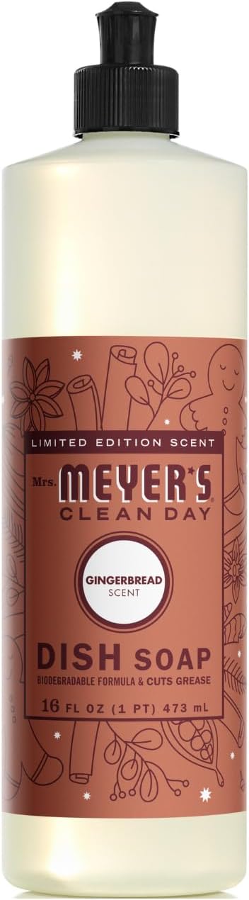 Mrs. MEYER'S CLEAN DAY Dish Soap 3 Pack Variety, 16 OZ Each, 1 CT (Iowa Pine + Peppermint + Gingerbread (Dish Soap))