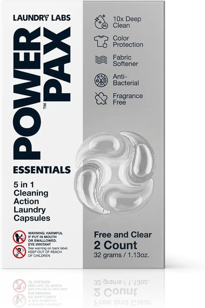PowerPax 5-in-1 Commercial Laundry Detergent Capsules for Vending Machines, Free and Clear Unscented, 100 Count in 2 Packs – Stain Remover, Color Booster, Fabric Softener for Coin Vend Use