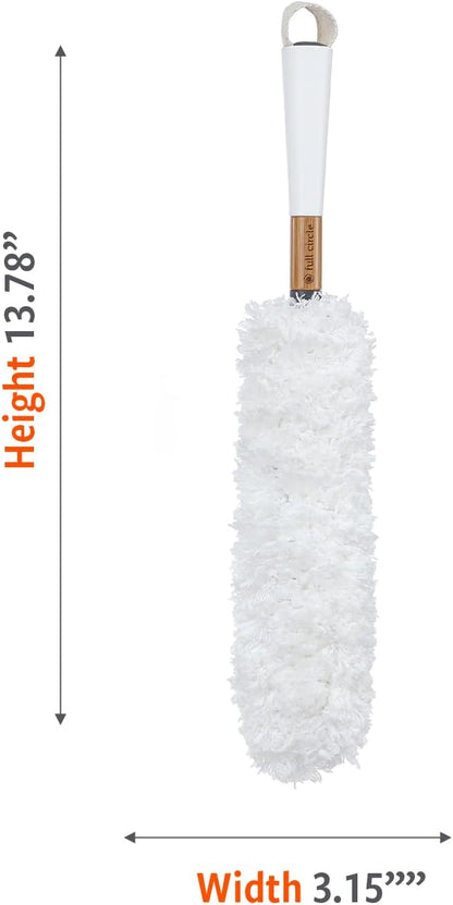 Full Circle Dust Whisperer Microfiber Duster - Machine Washable, For Ceiling Fans, Blinds, Furniture - White