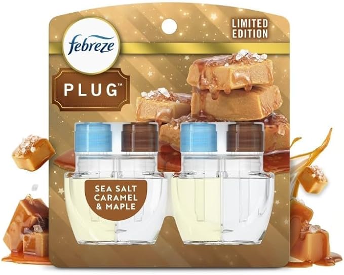 Feb-reze Plug Refill Odor-Fighting Air Freshener Sea Salt Caramel & Maple Scent, 3 Ct 0.87 fl oz Each