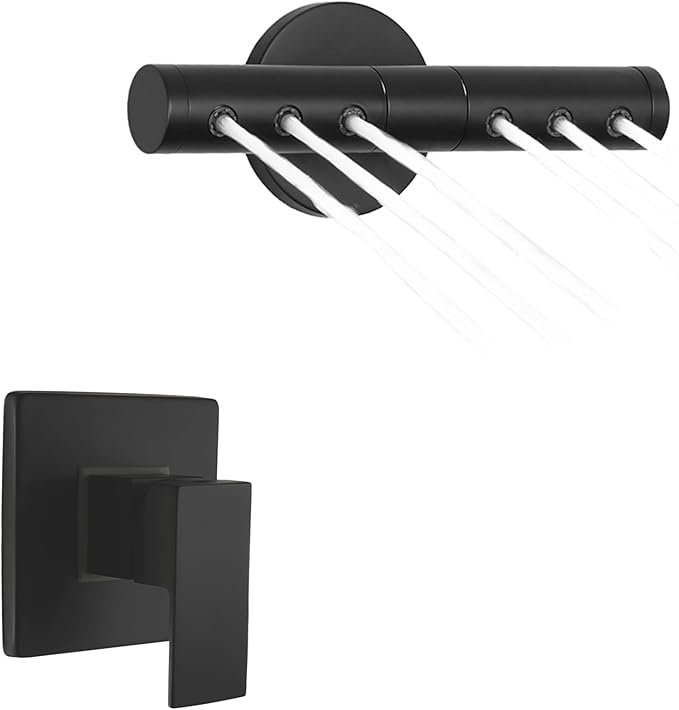 SKOWLL Body Jets High Power Showerhead Wall Mount Shower Jet Nozzle with Rotate 360° Adjustable, Matte Black Massage Shower Nozzle