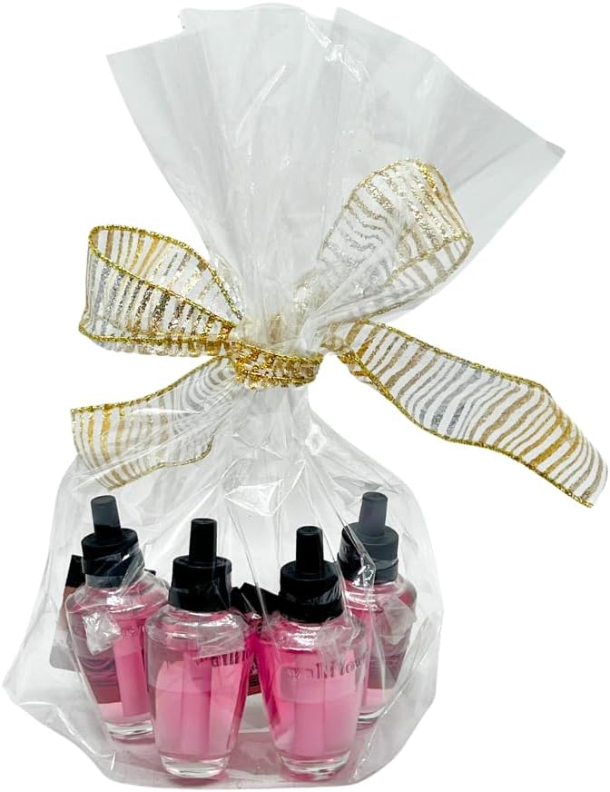 Bath & Body Works IN THE STARS Wallflowers Refills 4-Pack – Gift Set with 30-Inch Metallic Gold & Silver Striped Ribbon Bow for Holidays – 0.8 fl oz Each