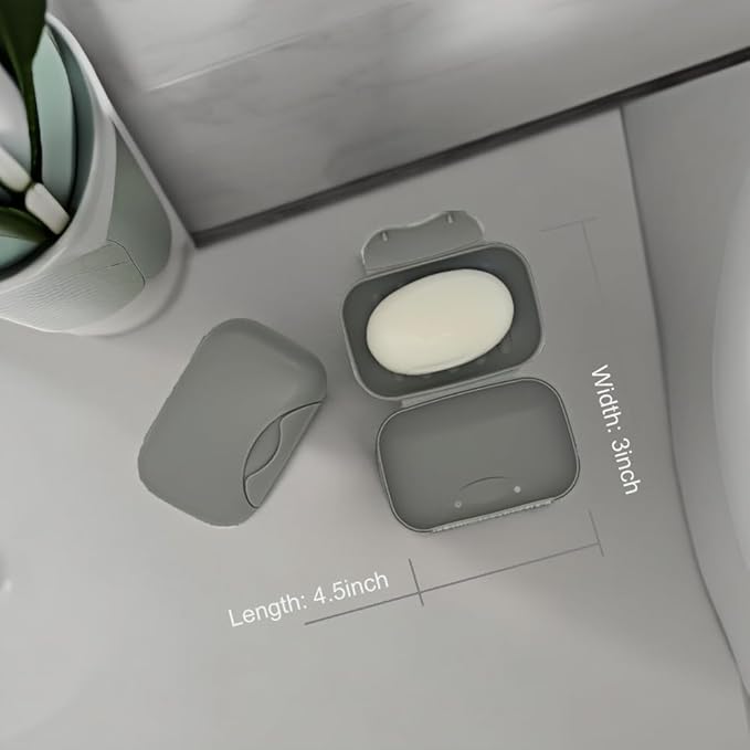 Travel Soap Holder Bar Soap Dish Shower Soap Saver Case Container Box for Bathroom Camping Gym Vonpri (Gray Without Bag)