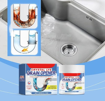 Crystal Lye Drain Opener,Powerful Pipe Dredging Agent, Sink & Drain Cleaner Powder, Toilet Cleaner Foam PowderAll-Purpose Drain Unblocker for Kitchen Bathroom Toilet Shower