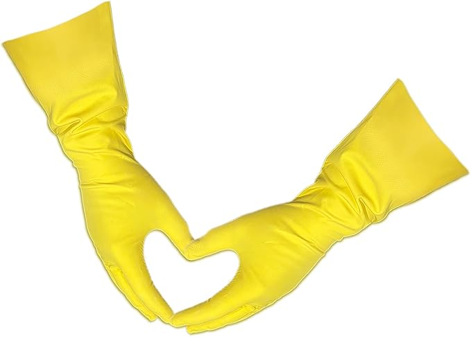 Size Large Yellow Household Kitchen Cleaning Dishwashing Reuseable Gloves