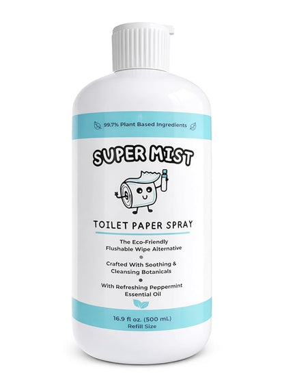 Toilet Paper Spray Refill Size (16.9 fl oz) Upgrade Your Toilet Paper into a Gentle, Cleansing Wipe | A Better Toilet Paper Experience | Replaces Over 6 Regular Bottles | Soothing Formula