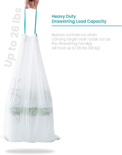 Home Zone Living 5.3 Gallon Kitchen Trash Bags with Drawstring Handles, Heavy Duty Custom Fit Design for 20 Liter Dual Recycling Liners, Code 20R, 60-Count