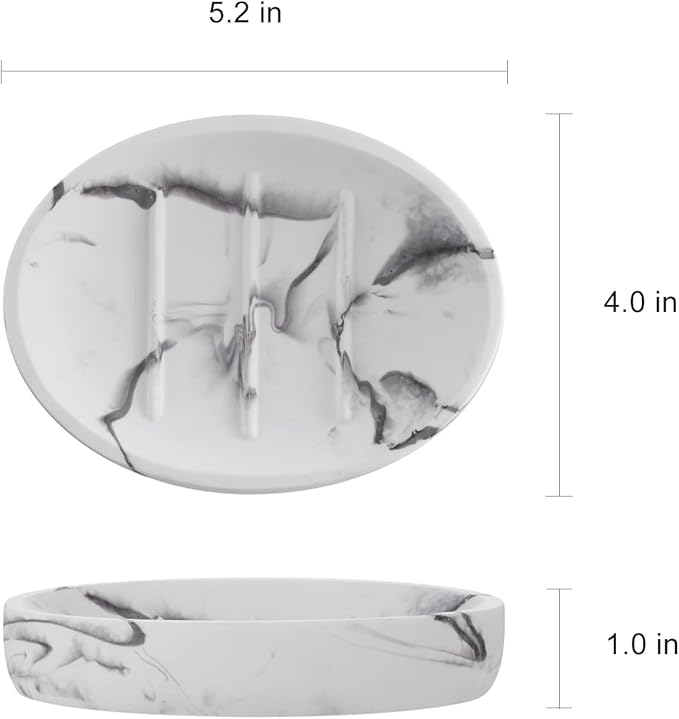 INIUNIK 2 Pack Resin Soap Dish, Marble Look Soap Holder Shower Soap Dishes for Bar Soap, Bar Soap Holder Soap Tray Soap Saver for Shower Bathroom Kitchen Sink