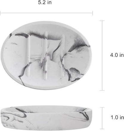 INIUNIK Marble Look Soap Dish - Bar Soap Holder for Shower, Bathroom & Kitchen Sink