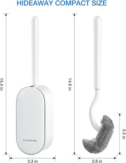 Toilet Bowl Brush and Holder, OSCIOSS Toilet Brush Set with Ergonomic Design, Compact Size, Durable Bristles, RV Toilet Brushes & Holders for Dead Corner Clean, White
