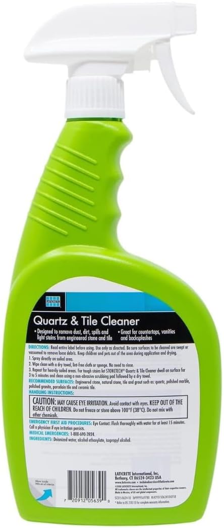 Quartz & Tile Cleaner, Household All Purpose Cleaning Solution for Bathroom, Toilet, Countertop & Kitchen Sink, Multipurpose Liquid Spray Cleaner on Quartz, Ceramic & Porcelain, 24 oz