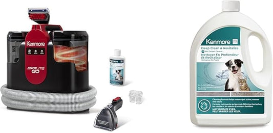 Kenmore KW1050.01 Upgrade Portable Heated Carpet & Upholstery Spot Cleaner + Kenmore KS1010 Deep Clean & Revitalize Pet Carpet Spot Cleaner Formula, 64 Oz